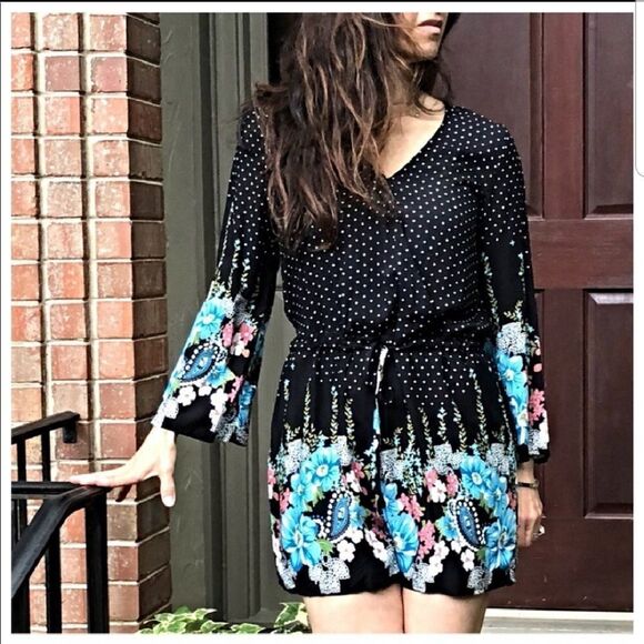 Davi & Dani Floral & Polka Dot Romper (Small) - Picture 3 of 6